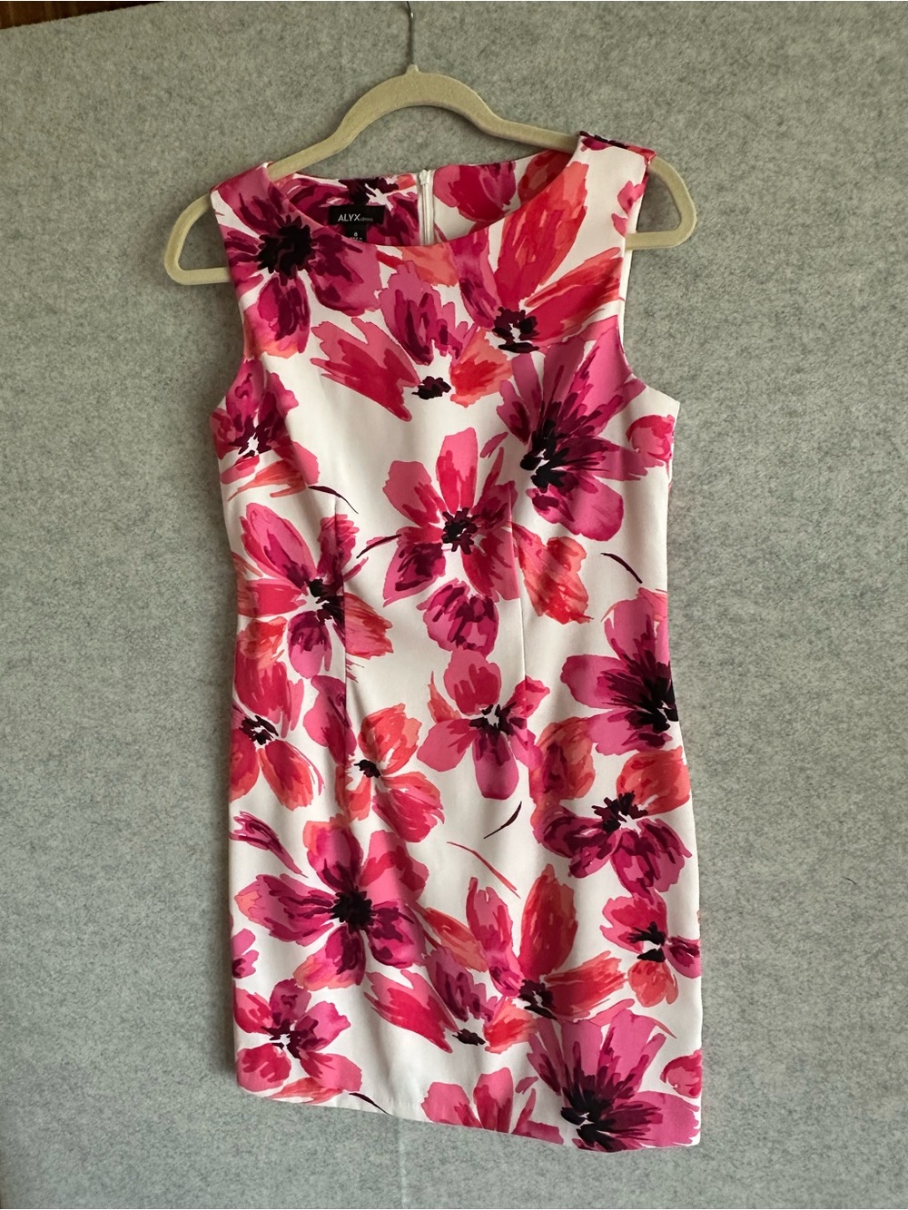 ALYX Sleeveless Pink and Red Floral Sheath Dress with White Background